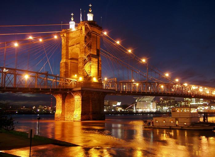 Roebling Suspension Bridge over the Ohio River near Cincinnati